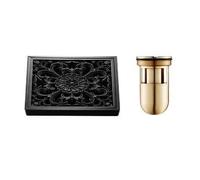 WANGSHAOWEI Siphon De Sol Drain Noir en Laiton for Salle de Bain, carré carré for Salle de Douche, piège à déchets, Grille à déchets avec Drains de Cheveux 10x10cm Siphon De Sol Exterieur(A2)