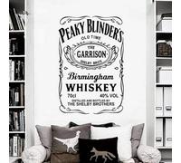WANGSHUAIS Autocollant Mural Noir et Blanc - Autocollant Mural avec Logo Peaky Blinders Birmingham Whisky, adapté pour Bar, Salon, Autocollant Mural en Vinyle de Haute qualité 75X35cm