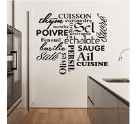 WANGSHUAIS Autocollants muraux Noir et Blanc, Lettres d'épices de Cuisine française, Papier Peint décoratif pour Cuisine, Autocollants muraux en Vinyle de Haute qualité 55 cm * 55 cm