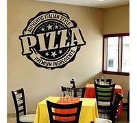 WANGSHUAIS Sticker Mural Noir et Blanc Pizza Italienne Décoration Etanche Sticker Mural Vinyle 63x57cm