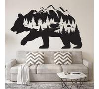 WANGSHUAIS Stickers muraux Noir et Blanc forêt tête d'ours Salon canapé TV Fond Mur Chambre Chevet Grand Papier Peint imperméable Amovible Stickers muraux42 x 60 cm
