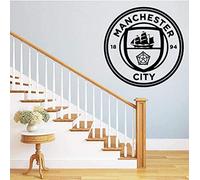 WANGSHUAISAutocollant Mural Noir et Blanc emblème du Club de Football de Manchester City Logo Chambre Salon Mur de Fond TV Autocollant Mural Amovible imperméable 57X57Cm