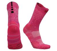 WANGSHUO Chaussette Basketball Chaussettes Antidérapantes Mi-Tube Épaissi Amortissement Serviette Fond Respirable Humidité-Absorbant De Course Sportives-Rose-Une Taille39-45