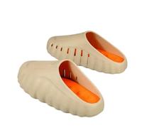 WANGSHUO Chaussons Unisex Deux Tons Ondulé Sole Eva Clogs, Creux Respirant Coulisses Antidérapantes pour Douche Plage Vêtements Quotidiens-Rice Orange-38-39