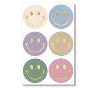 WangsLICHT® Autocollants Cœur Doré XL - 60 Pièces Ø5 cm - Stickers Ronds à Bord Ondulé avec Effet Métallique Or - Grande Taille pour Emballage Cadeaux, Mariage, Artisanat, Fait Main (Smiley)