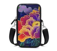 Wangsxing Pivoine Femme Sac Bandoulière Téléphone Portable Portefeuille Pochette Unisexe 17.5x10x2cm