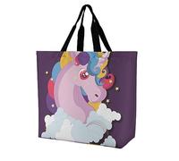 Wangsxing Sac À Main Shopping Femme Licorne Violette Sac Cabas Fourre Grand Sac À Bandoulière Pour École Travail Plage Voyage 40x16x40cm