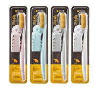 WANGTA Lot de 4 brosses à dents, deux fois plus large que la tête de brosse normale, brosse à dents large, tête de brosse longue, brossage plus confortable et plus facile (brosse dorée)