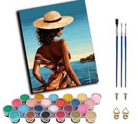 WANGWANGMIAO Peinture par Numéro Adulte,La beauté de la plage de retour 40x50cm,Diy Tableau Peindre par Nombre pour peindre,cadeaux peints à la main Home Decor,sans cadre