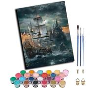 WANGWANGMIAO Peinture par Numéro Kits,Bateau pirate Peinture Numero Adulte, Creation pour Débutants,Peinture à l'huile Kit,pour Décoration Maison,40x50cm,sans cadre