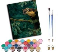 WANGWANGMIAO Peinture par Numéro Kits,Belette des pins Peinture Numero Adulte, Creation pour Débutants,Peinture à l'huile Kit,pour Décoration Maison,40x50cm,avec cadre
