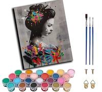 WANGWANGMIAO Peinture par Numéro pour Adulte,Graffiti femme japonaise Kit de Peinture à l'huile sur Toile Bricolage pour Débutants Avec Pinceau Pigment Acrylique 50x40cm,sans cadre