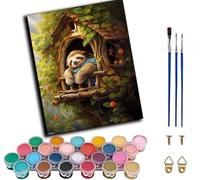 WANGWANGMIAO Peinture par Numéro pour Adulte,Maison du paresseux dans les arbres Kit de Peinture à l'huile sur Toile Bricolage pour Débutants Avec Pinceau Pigment Acrylique 50x40cm,sans cadre