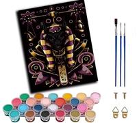 WANGWANGMIAO Peinture par numéro pour adultes kits de peinture à l'huile de avec pinceaux et toile acrylique pigment décor 16x20 pouces (Anubis dieu mort pyramides égyptiennes pharaon),sans cadre