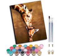 WANGWANGMIAO Peinture par Numéros pour Adulte,Animation de baiser de girafe Kits de Peinture au Numéro, Coloriage Par Numéro Pour La Décoration De La Maison (40x50 cm),sans cadre