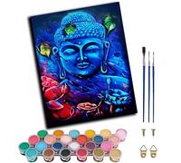 WANGWANGMIAO Peinture par Numéros pour Adultes -Aquarelle bleu Bouddha art religieux 40X50 Cm Toile De Lin Peinture Numérique par Numéros Kits Adulte Cadeaux Décoration De La Maison,sans cadre