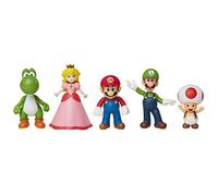 Jakks Pacific - Figurines Super Mario - Pack x5 (Mario,Luigi,Peach,Yoshi,Toad) - Officiel Scellé