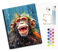 WANGXIAO Art Peinture Par Numéros Pour Adulte,DIY Peinture Acrylique Pour Débutants Facile Sur Toile (40×50 cm) Couleur avec peintures et Pinceaux,Gorille de carnaval coloré,avec cadre