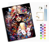 WANGXIAO Diy Peinture au Numero pour Adulte,Peinture à l'huile numéro Kit débutant peinture à l'huile Wall art,40X50Cm,Fille de poker colorée,avec cadre