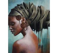 WANGXIAO Diy Peinture au Numero pour Adulte,Peinture à l'huile numéro Kit débutant peinture à l'huile Wall art,40X50Cm,Beauté du foulard africain en bronze,sans cadre