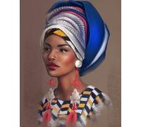 WANGXIAO Diy Peinture au Numero pour Adulte,Peinture à l'huile numéro Kit débutant peinture à l'huile Wall art,40X50Cm,Beauté du foulard africain en bronze,sans cadre