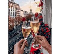WANGXIAO Diy Peinture au Numero pour Adulte,Peinture à l'huile numéro Kit débutant peinture à l'huile Wall art,40X50Cm,Paris Champagne Love,sans cadre