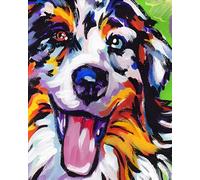 WANGXIAO Peinture Numero Adulte Kits de Peinture au Numéro Peinture par Numéros Pour la Décoration de la Maison,40x50cm,Chien de berger coloré,sans cadre