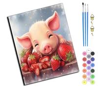 WANGXIAO Peinture Numero Adulte Kits de Peinture au Numéro Peinture par Numéros Pour la Décoration de la Maison,40x50cm,Cochon aux fraises,sans cadre