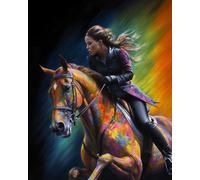 WANGXIAO Peinture Numero Adulte Kits de Peinture au Numéro Peinture par Numéros Pour la Décoration de la Maison,40x50cm,Belle cavalière courant à cheval,sans cadre