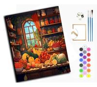 WANGXIAO Peinture Numero Adulte Kits,Kits de Peinture au Numéro,Peinture par Numéros Cadeau Pour la Décoration de la Maison 40x50cm,Légumes et fruits de cuisine,avec cadre