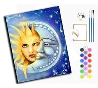 WANGXIAO Peinture par Numéro Adulte,40x50cm,Diy Tableau Peindre par Nombre pour peindre,cadeaux peints à la main Home Decor,Soleil et MoDieu,avec cadre