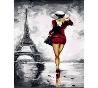 WANGXIAO Peinture par Numéro Adulte,40x50cm,Diy Tableau Peindre par Nombre pour peindre,cadeaux peints à la main Home Decor,Fille de la ville de Paris,sans cadre