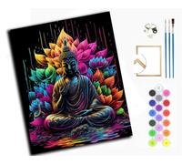 WANGXIAO Peinture par Numero Adulte,DIY Peinture à l'huile par Numéros,Artisanat avec Pinceaux Peintures Acryliques,Maison Cadeau,40x50cm,Bouddha de lotus coloré,avec cadre