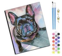 WANGXIAO Peinture par Numero Adulte,DIY Peinture à l'huile par Numéros,Artisanat avec Pinceaux Peintures Acryliques,Maison Cadeau,40x50cm,Bouledogue français, Frenchie Cadeaux chien,sans cadre