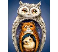 WANGXIAO Peinture par numéro Kit pour Adultes,Peint Cadeau de Peinture à l'huileavec Brosses et peintures acryliques,40x50 cm,Trois hiboux,sans cadre