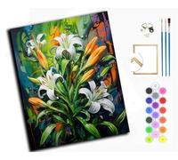 WANGXIAO Peinture par Numéro pour Adulte,Kit de Peinture à l'huile sur Toile Bricolage pour Débutants Avec Pinceau Pigment Acrylique,40x50cm,Lys coloré,avec cadre