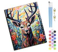 WANGXIAO Peinture par Numéros Adultes Débutants,DIY Kits de Peinture à L'huile,Peinture par Numéros pour la Décoration de la Maison,40x50cm,Esprit du cerf arc-en-ciel,sans cadre