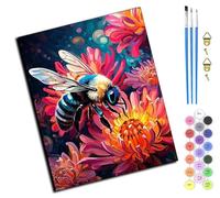 WANGXIAO Peinture par Numéros pour Adulte,DIY Paint by Numbers avec Peinture Acrylique pour Décoration de la Maison,40x50 cm,Fleur d'amour des abeilles,sans cadre