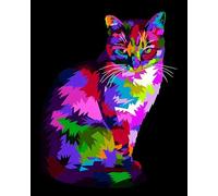 WANGXIAO Peinture par Numéros pour Adulte,DIY Paint by Numbers avec Peinture Acrylique pour Décoration de la Maison,40x50 cm,Chat coloré,sans cadre