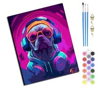 WANGXIAO Peinture par Numéros pour Adulte,DIY Paint by Numbers avec Peinture Acrylique pour Décoration de la Maison,40x50 cm,DJ bouledogue français cool,sans cadre