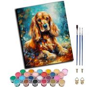 WANGXIAO Peinture par Numéros pour Adulte,DIY Peinture Acrylique pour débutants Facile sur Toile 40×50 cm avec peintures et pinceaux,Cocker Spaniel des rues,sans cadre