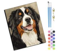 WANGXIAO Peinture par Numéros pour Adulte,DIY Peinture Acrylique pour débutants Facile sur Toile 40×50 cm avec peintures et pinceaux,Joyeux bouvier bernois,sans cadre