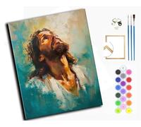 WANGXIAO Peinture par Numéros pour Adulte,DIY Peinture Acrylique pour débutants Facile sur Toile 40×50 cm avec peintures et pinceaux,l'espoir du salut de Jésus,avec cadre