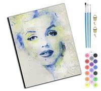 WANGXIAO Peinture par Numéros pour Adulte,DIY Peinture Acrylique pour débutants Facile sur Toile 40×50 cm avec peintures et pinceaux,Aquarelle visage beauté Monroe,sans cadre