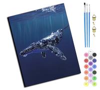 WANGXIAO Peinture par Numéros pour Adulte,Kits de Peinture au Numéro Avec Pinceaux Peinture de Dessin de Pigment Acrylique,Vloisirs Créatifs,40x50cm,Chant des baleines de la mer étoilée,sans cadre