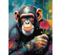WANGXIAO Peinture par Numéros pour Adulte,Kits de Peinture au Numéro Avec Pinceaux Peinture de Dessin de Pigment Acrylique,Vloisirs Créatifs,40x50cm,Singe chimpanzé griffonné,sans cadre