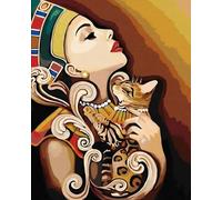 WANGXIAO Peinture par Numéros pour Adulte,Kits de Peinture au Numéro Avec Pinceaux Peinture de Dessin de Pigment Acrylique,Vloisirs Créatifs,40x50cm,Cléopâtre Pyramide Pharaon,sans cadre