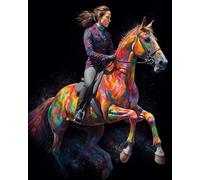 WANGXIAO Peinture par Numéros pour Adulte,Kits de Peinture au Numéro,Avec Pinceaux Peinture de Pigment Acrylique,Créatifs Cadeau,40x50cm,Belle cavalière courant à cheval,sans cadre