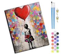 WANGXIAO Peinture par Numéros pour Adulte,Kits de Peinture au Numéro,Avec Pinceaux Peinture de Pigment Acrylique,Créatifs Cadeau,40x50cm,Fille avec un ballon en forme de cœur,sans cadre