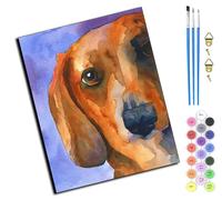 WANGXIAO Peinture par numéros pour Adultes débutants,kit de Peinture à l'huile sur Toile par numéro avec Peinture Acrylique pigmentée,40x50 cm,Teckel, chien de berger, chien animal,sans cadre